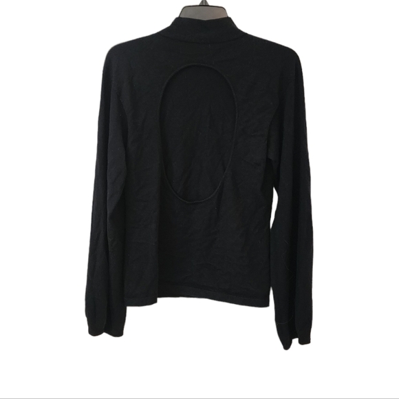 Vince Puff Sleeve Mock Neck Open Back Sweater Black v793883836 - Picture 4 of 7